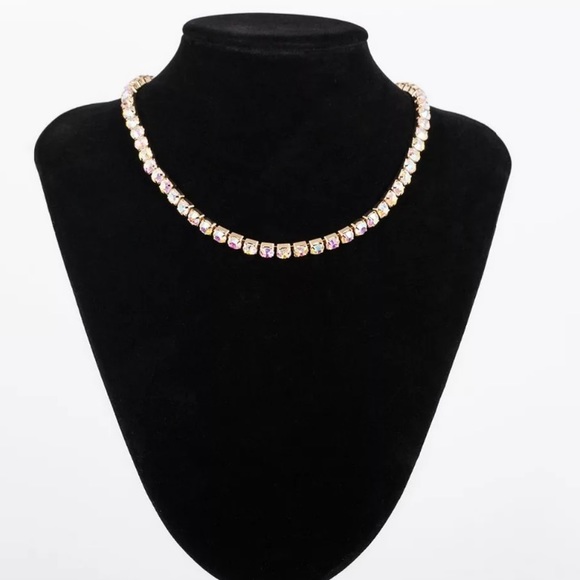 Luxury Gold Plated Diamond Tennis Necklace - Picture 4 of 4